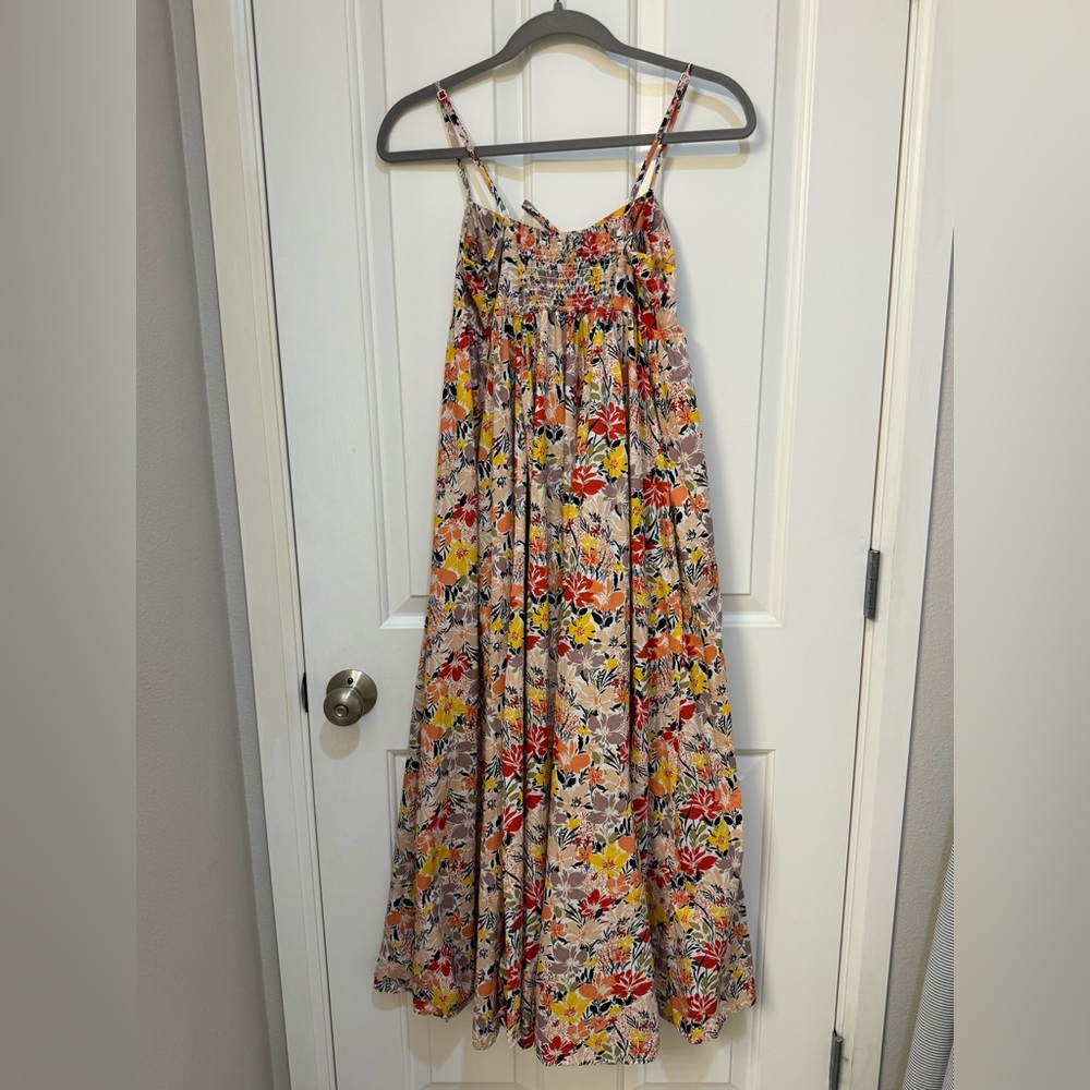 Floral Sleeveless Button Front Maxi Dress, Small
